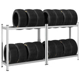 Vidaxl 2-layer tire racks 2 pcs 110x40x109 cm steel silver colored