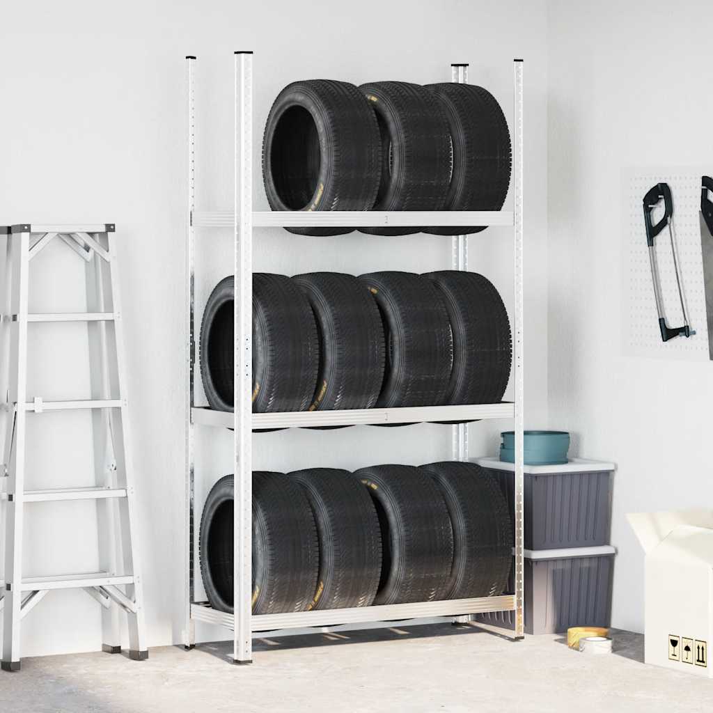 Vidaxl Tire Rack 3 couches 110x40x200 cm en acier argenté coloré