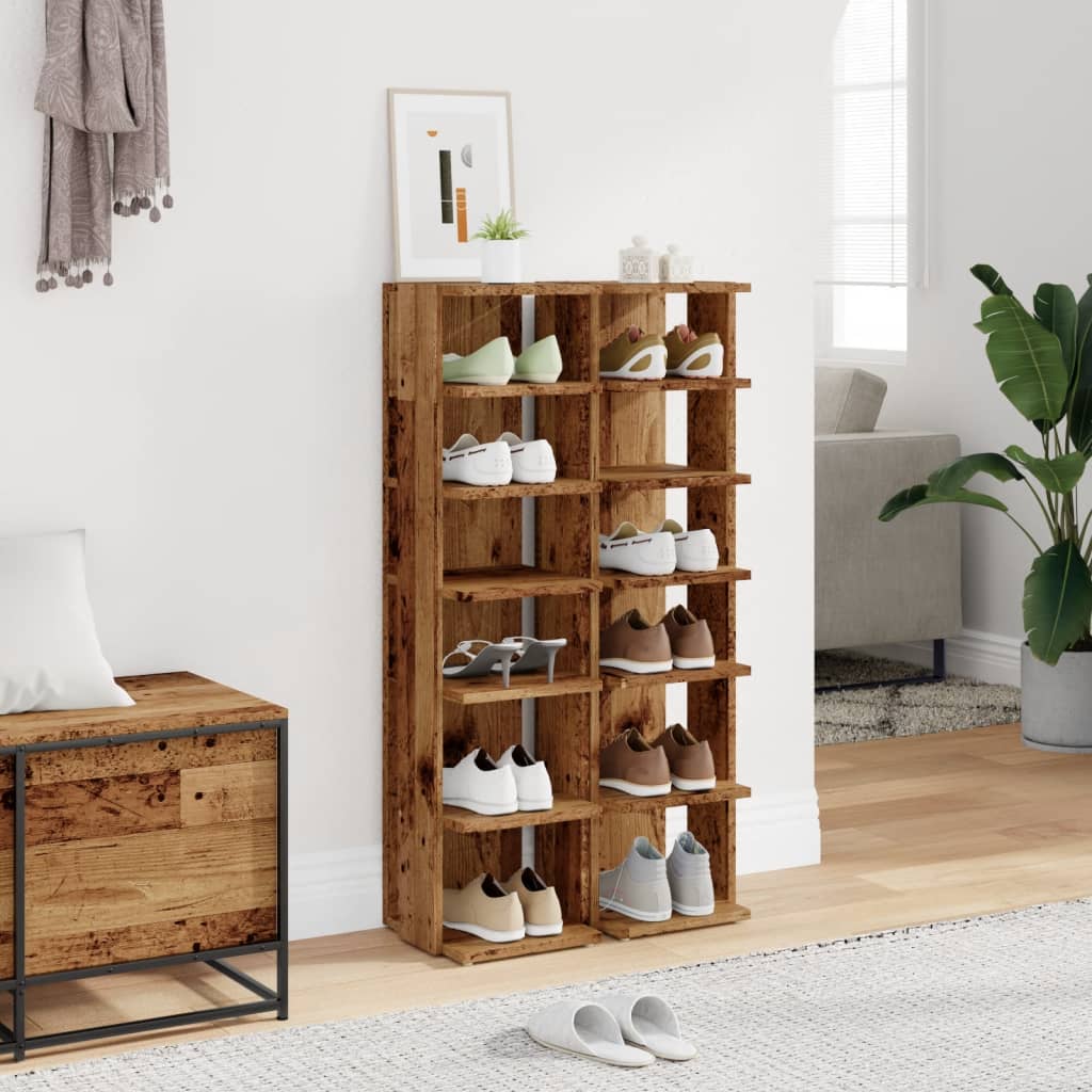 VidaXL shoe cabinets 2 st 28x27x102 cm processed wood old wood colored