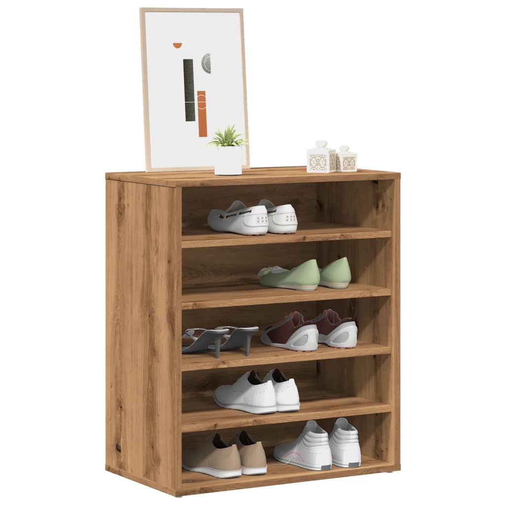 Vidaxl Cabinet da scarpe 60x35x70 cm Colore di quercia artigianale in legno trasformato