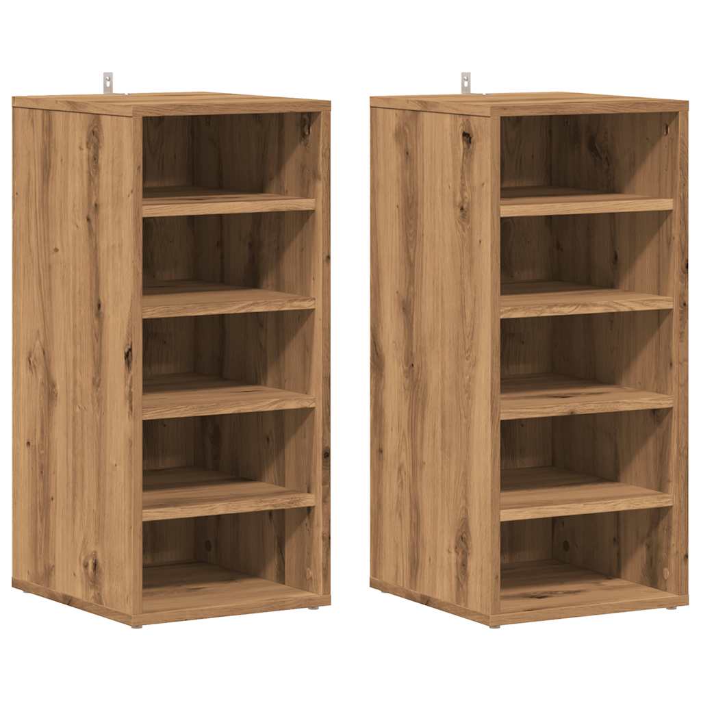 Vidaxl -Schuhschränke 2 PCs 32x35x70 cm verarbeitete Holzhandwerker -Eiche