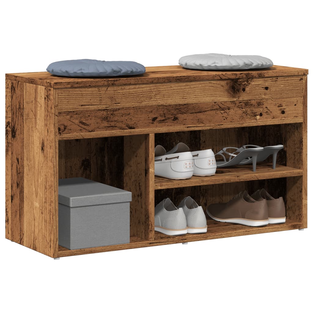 Vidaxl Schuhe Bank 80x30x45 cm verarbeitetes Holz altes Holzfarbe