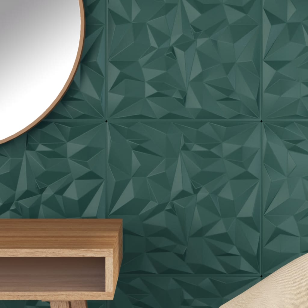 Vidaxl 12 paneles de pared ametista 3 m² 50x50 cm xps verde