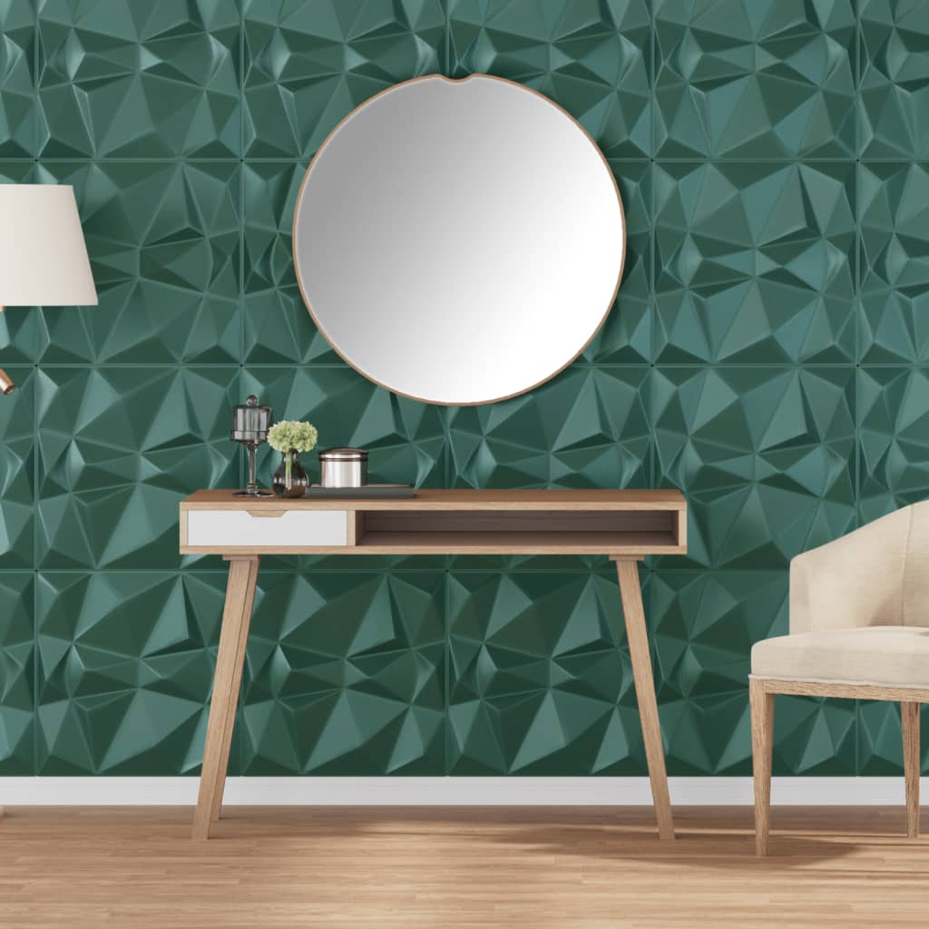 Vidaxl 12 st Wall panels Diamond 3 m² 50x50 cm XPS green