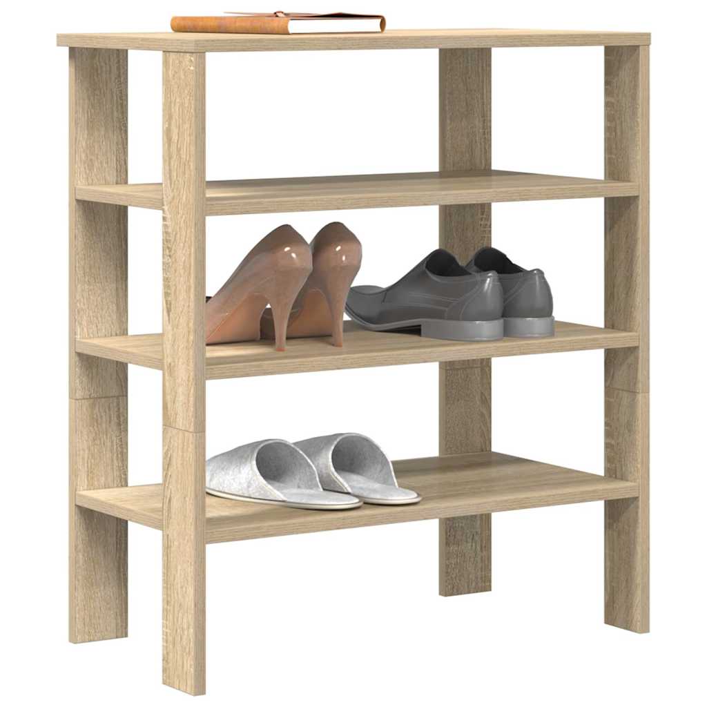 Vidaxl Shoe Rack 61x32x70 cm forarbejdet træ sonoma eg -farvet