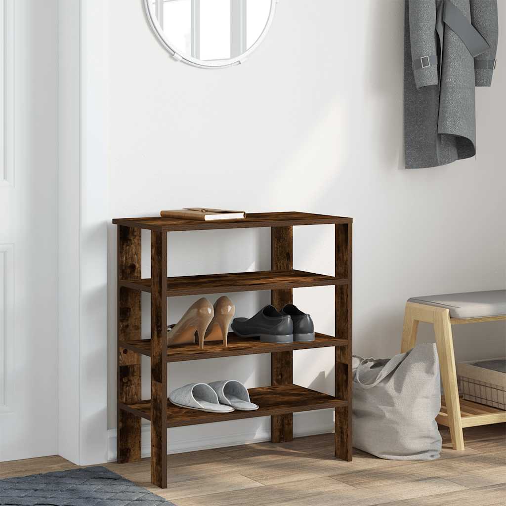 Vidaxl Schong Rack 61x32x70 cm veraarbechte Holz gefëmmt Oak faarweg