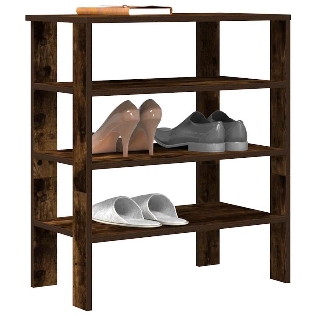 Vidaxl Shoe Rack 61x32x70 cm de madera procesada de roble ahumado coloreado