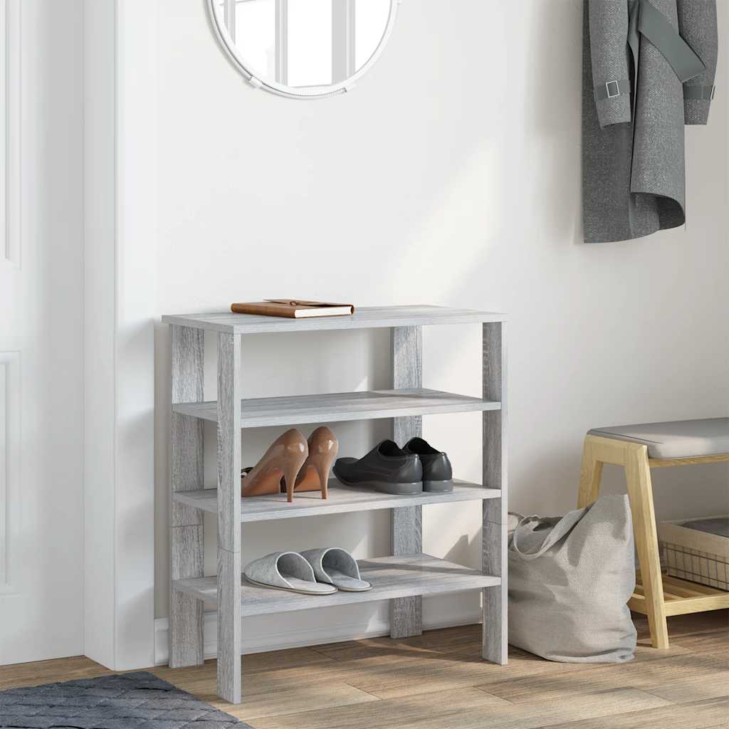 Vidaxl Shoe Rack 61x32x70 cm forarbejdet trægrå sonoma