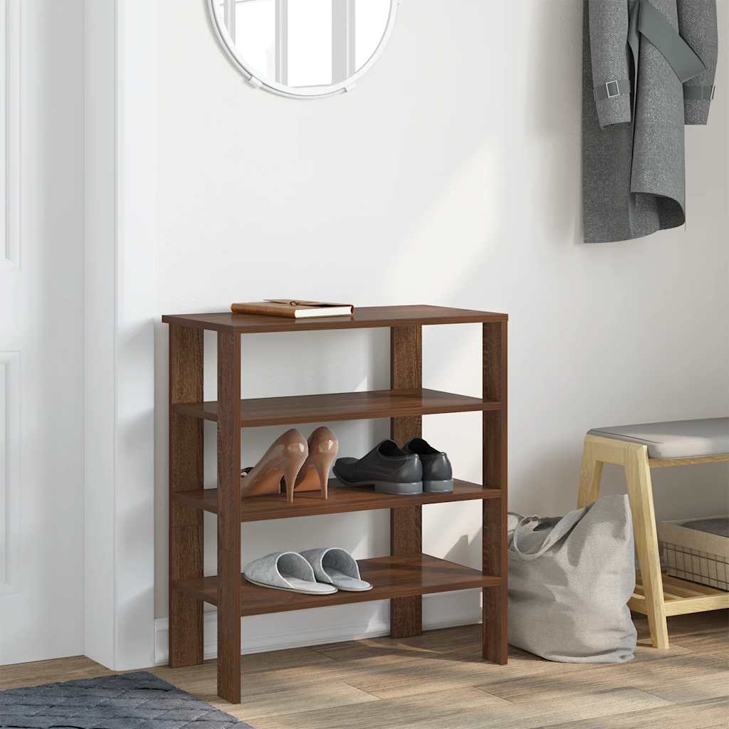 Vidaxl Shoe Rack 61x32x70 cm forarbejdet træbrun eg farve