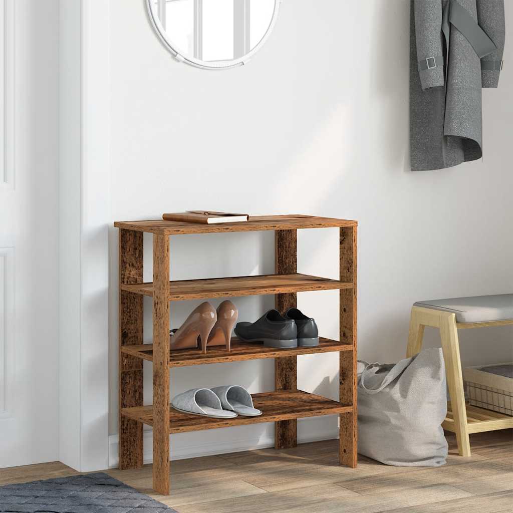 Vidaxl Shoe Rack 61x32x70 cm Madera procesada Madera vieja coloreada