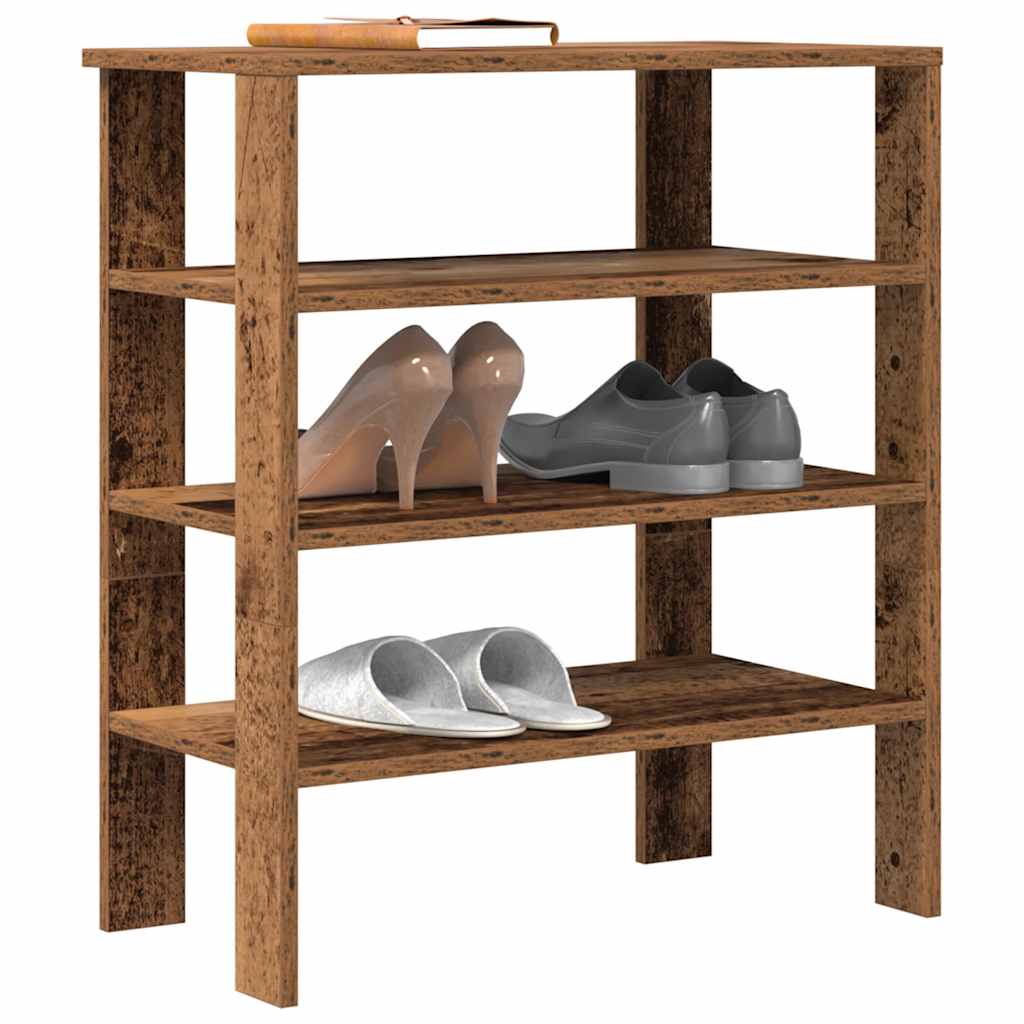 Vidaxl Shoe Rack 61x32x70 cm Madera procesada Madera vieja coloreada