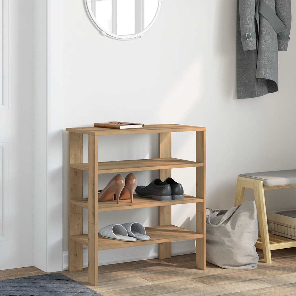 Vidaxl Shoe Rack 61x32x70 cm Forarbejdet træ Artisanal eg Farve