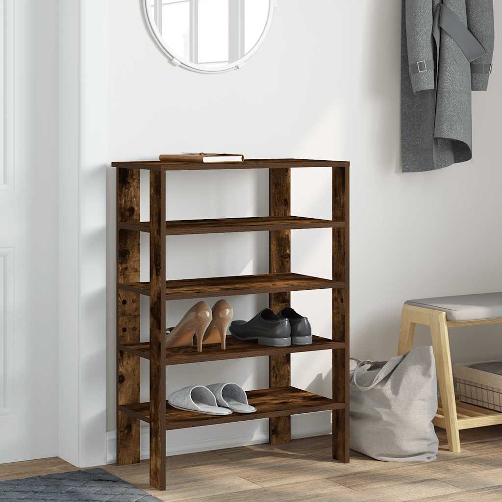 Vidaxl Shoe Rack 61x32x87,5 cm Forarbejdet træ Røget eg Farvet