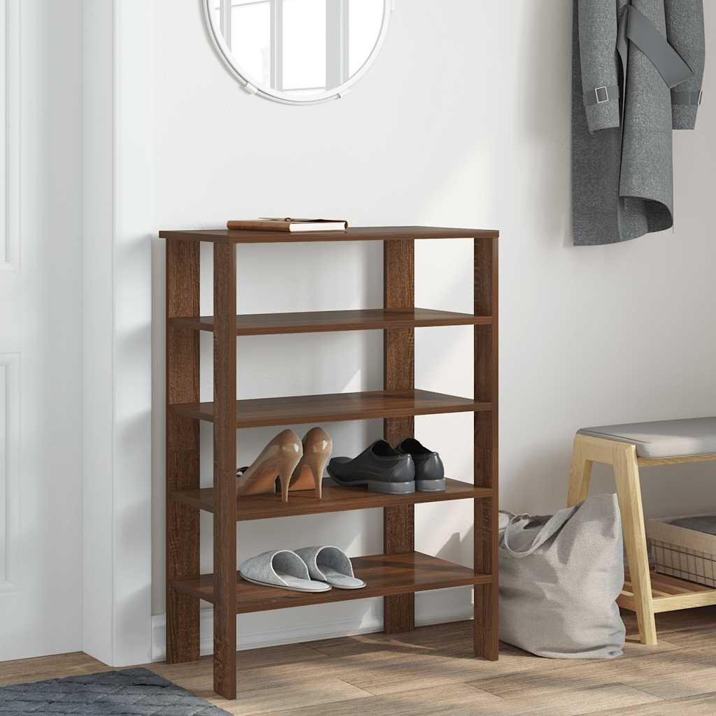 Vidaxl Shoe Rack 61x32x87.5 cm bearbetad träbrun ekfärgad