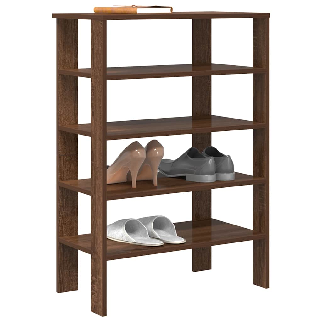 Vidaxl Shoe Rack 61x32x87.5 cm bearbetad träbrun ekfärgad