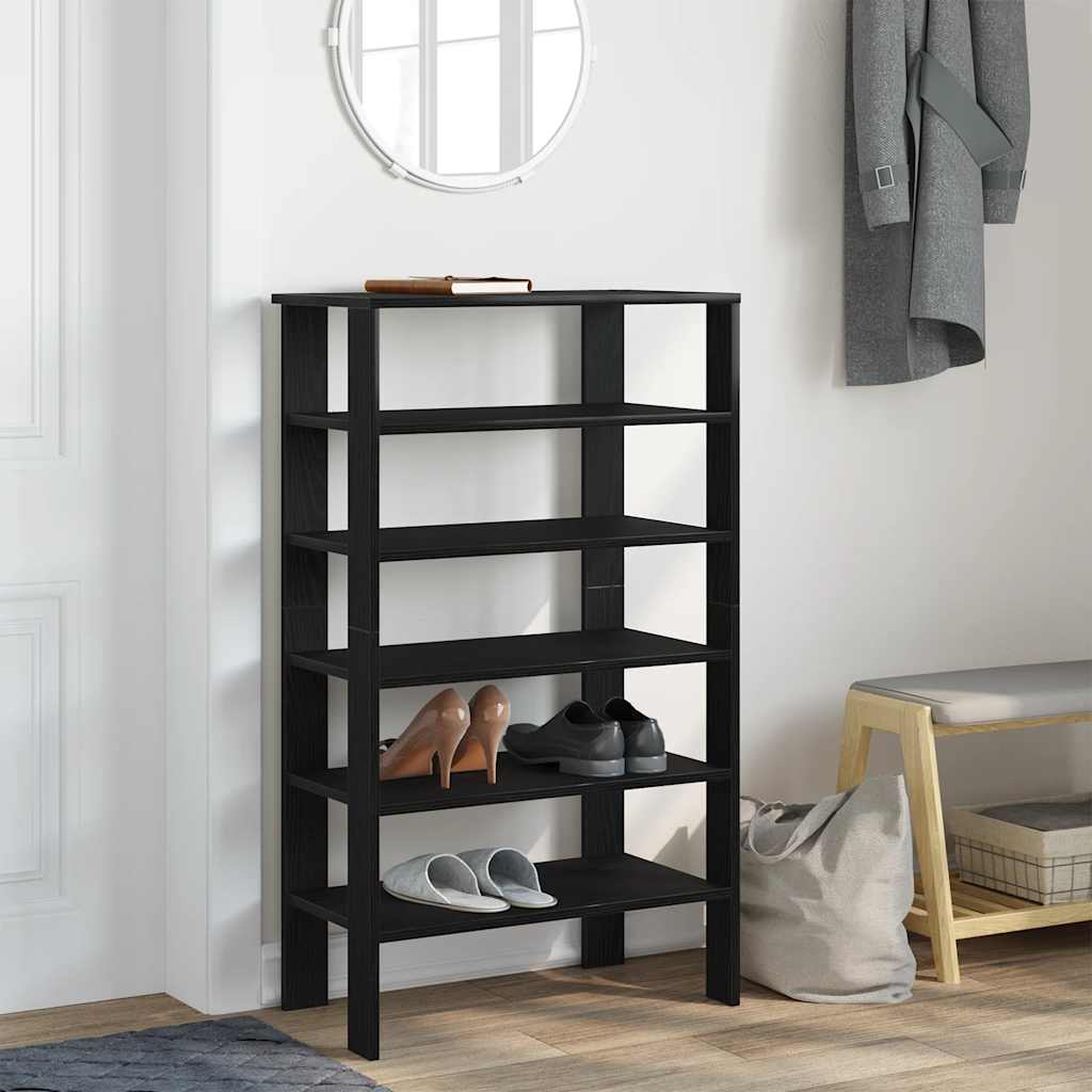 Vidaxl Shoe Rack 61x32x105 cm de madera procesada negra