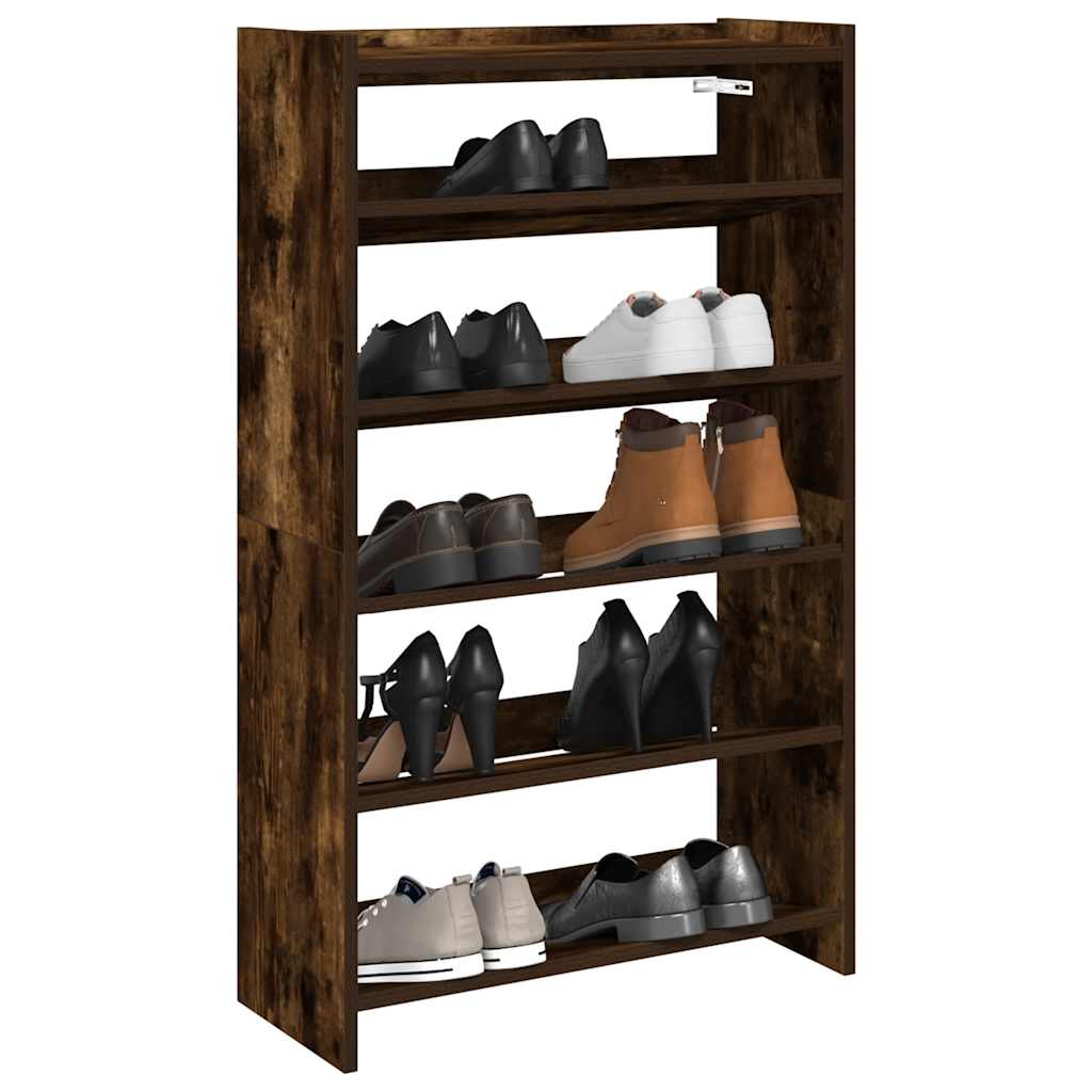 Rack de chaussures Vidaxl 60x25x100 cm Couleur de chêne fumé en bois transformé