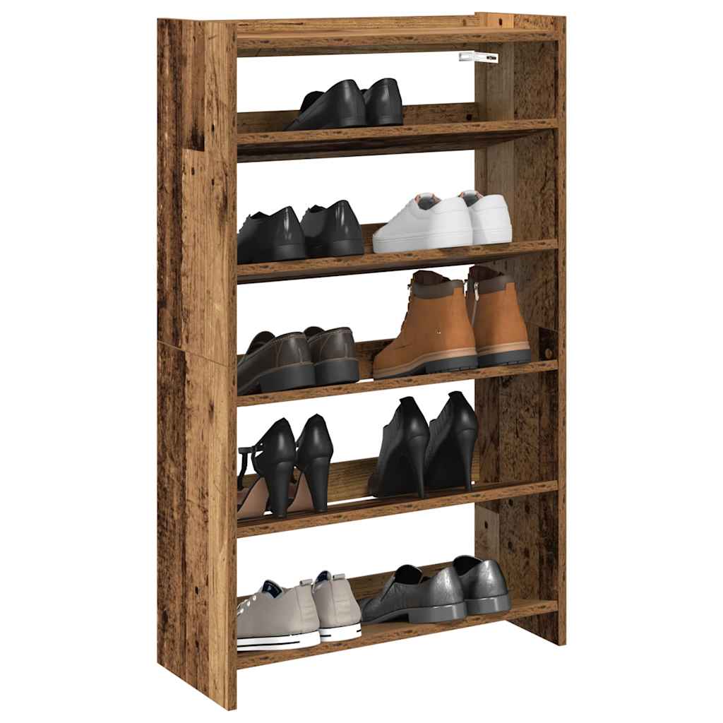 VIDAXL -Schuhregal 60x25x100 cm verarbeitetes Holz altes Holz gefärbt