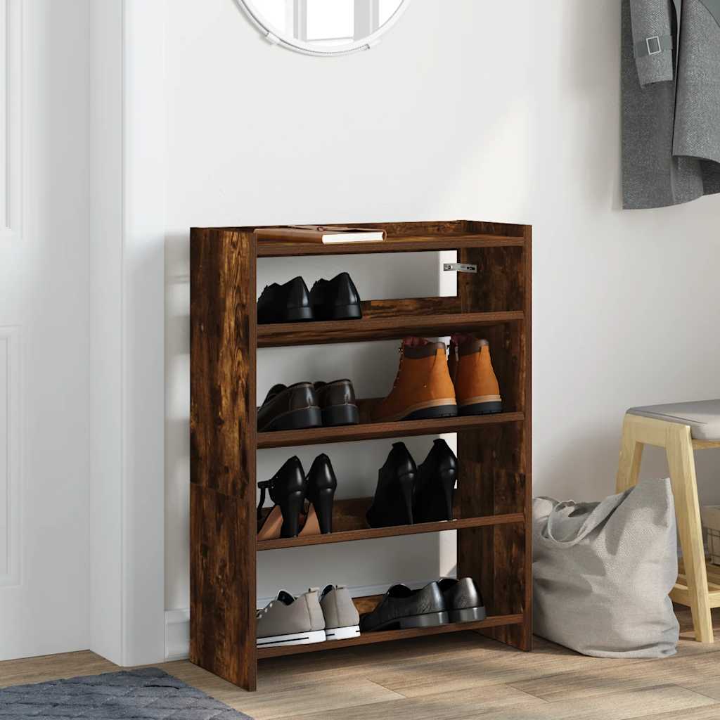 Vidaxl Shoe Rack 60x25x81 cm Behandlet tre røkt eik Farget