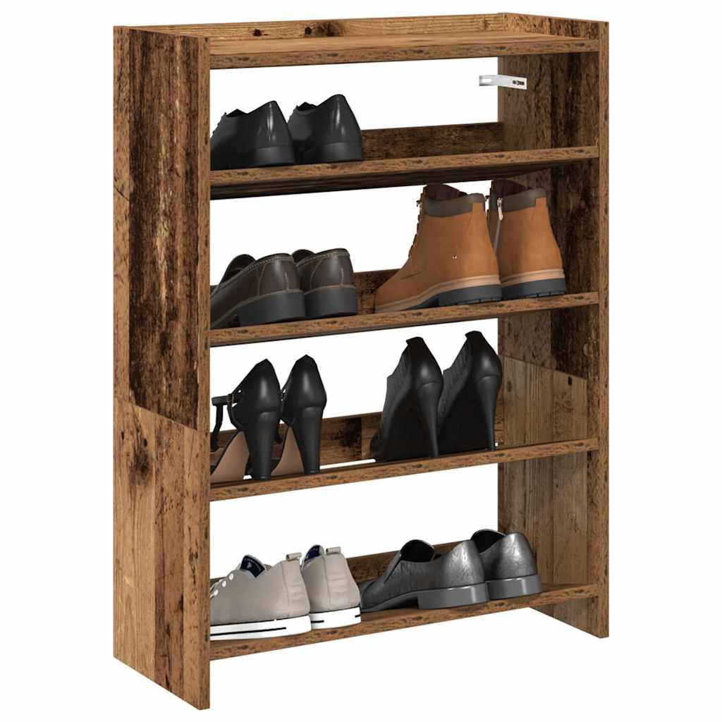 Vidaxl Shoe Rack 60x25x81 cm forarbejdet træ gammel træ farvet