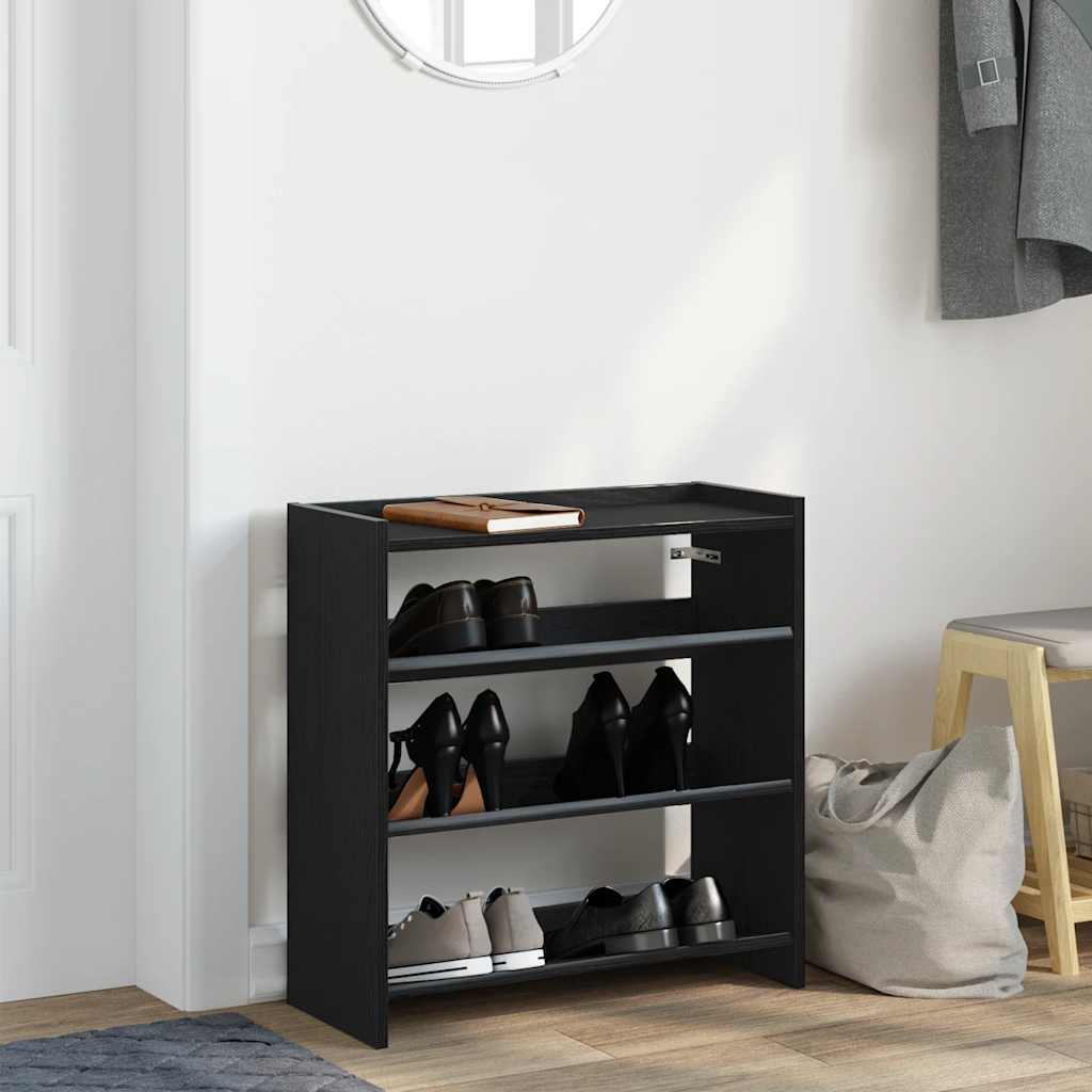 Rack de chaussures Vidaxl 60x25x62 cm Bois de bois noir