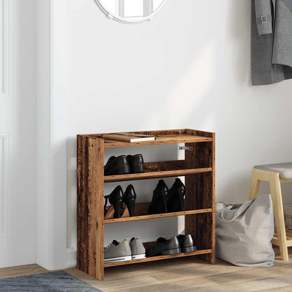 Vidaxl Shoe Rack 60x25x62 cm Behandlet tre gammelt trefarget