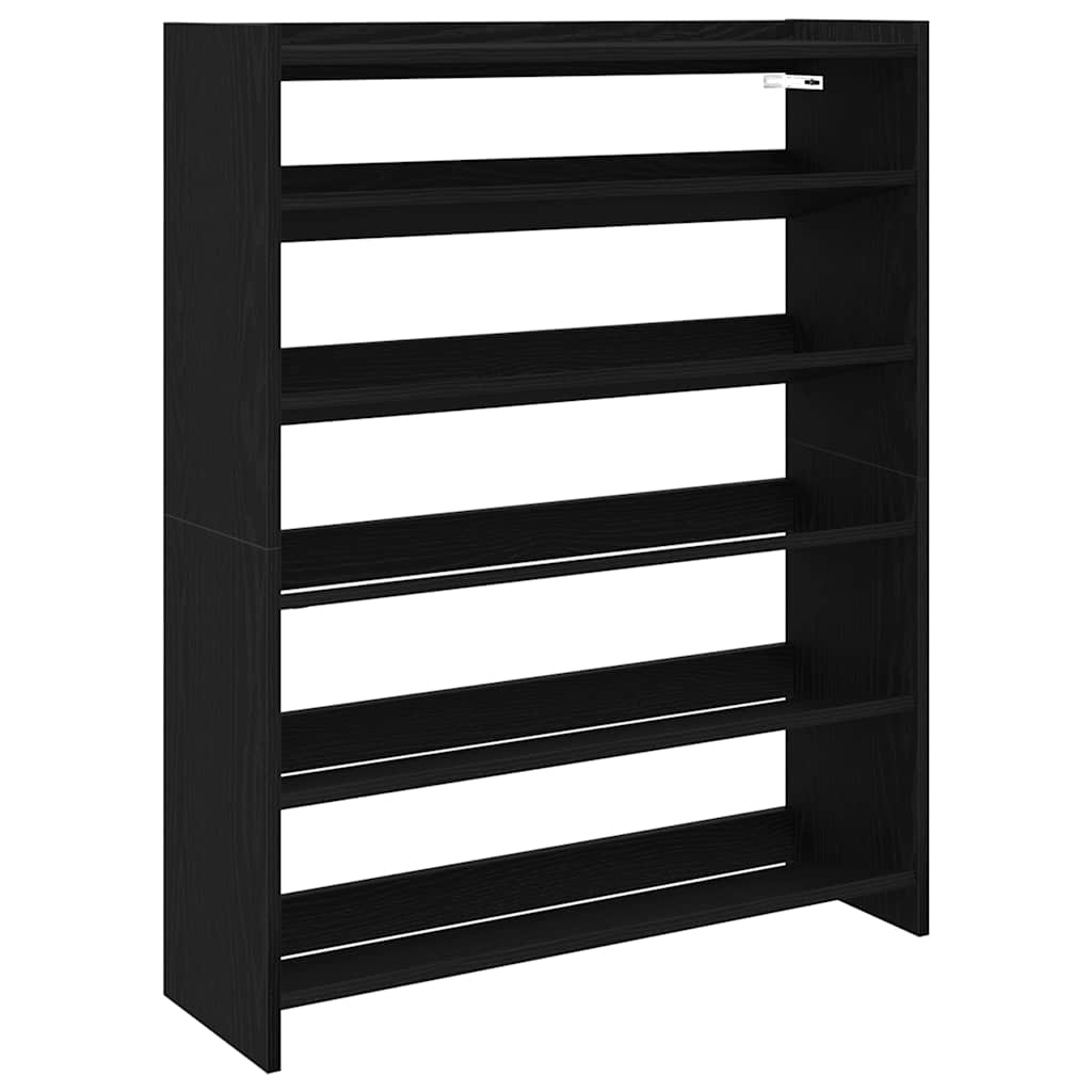 Vidaxl Shoe Rack 80x25x100 cm de madera procesada negra