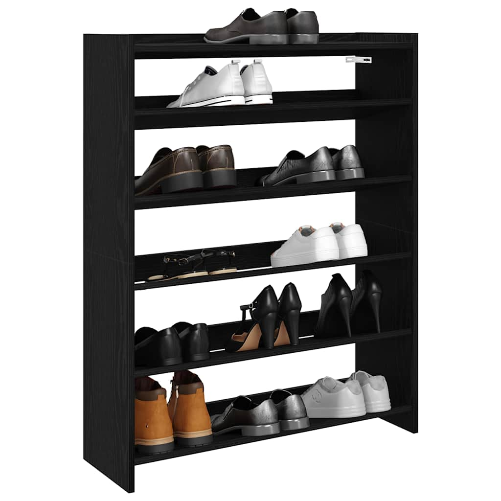 Vidaxl Shoe Rack 80x25x100 cm de madera procesada negra