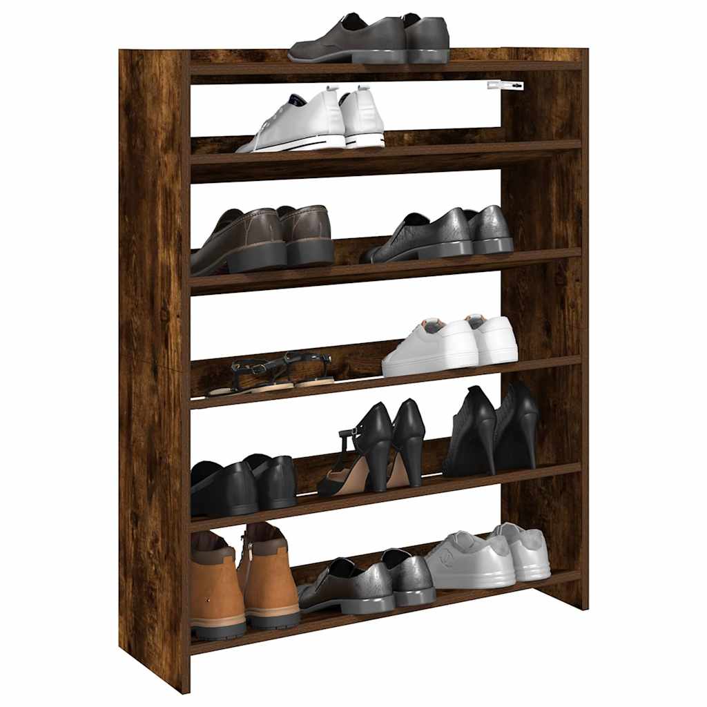 Vidaxl Shoe Rack 80x25x100 cm forarbejdet træ røget eg farvet