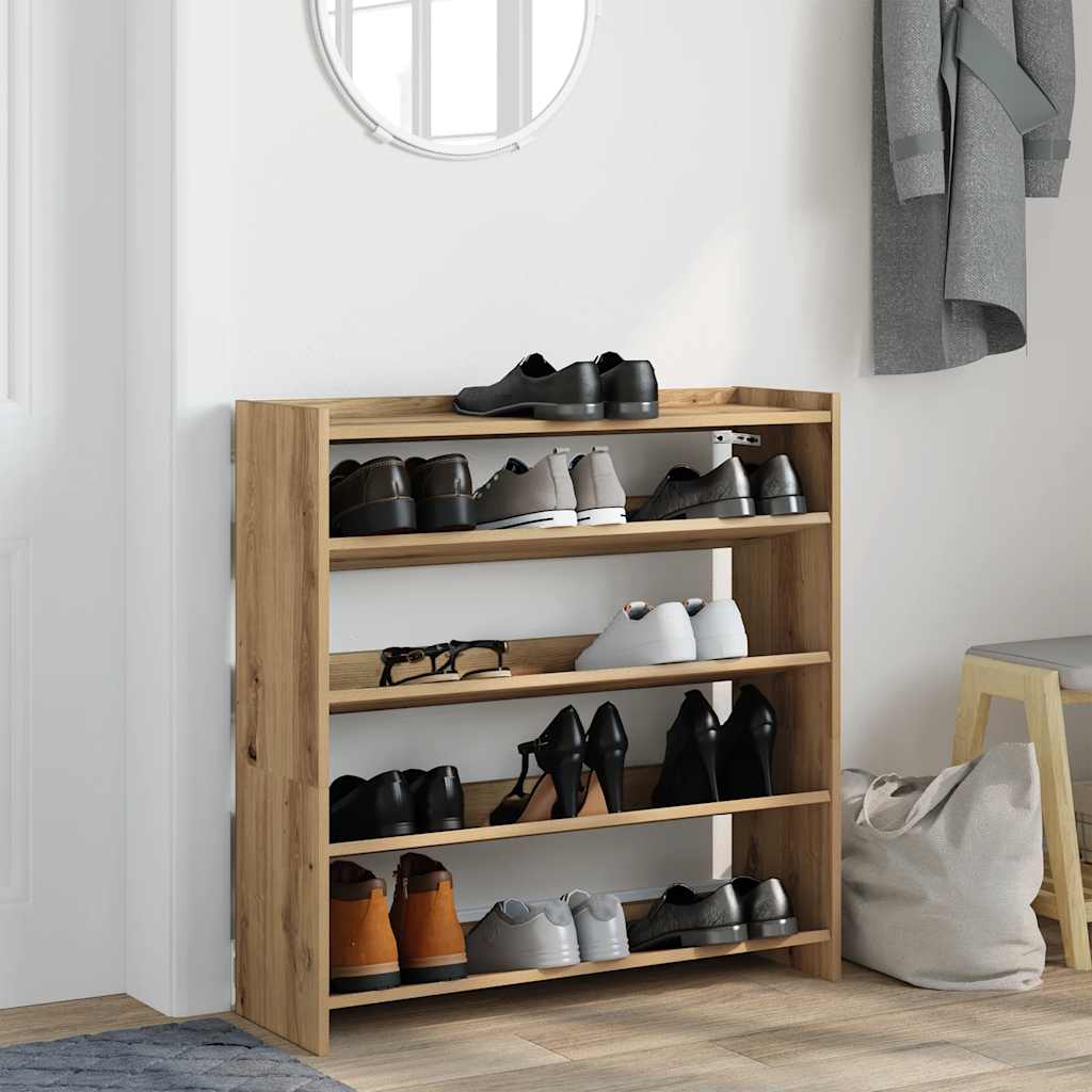 Vidaxl Shoe Rack 80x25x81 cm bearbetad trähantverk