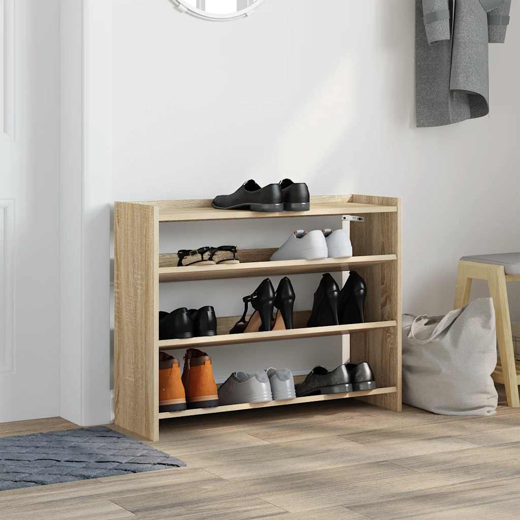 Vidaxl Shoe Rack 80x25x62 cm forarbejdet træ sonoma eg farvet