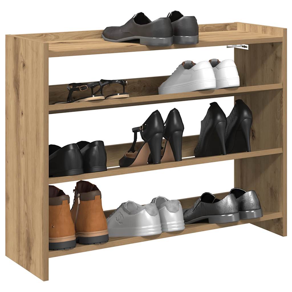 Vidaxl Shoe Rack 80x25x62 cm Forarbejdet træ Artisanal eg Farve