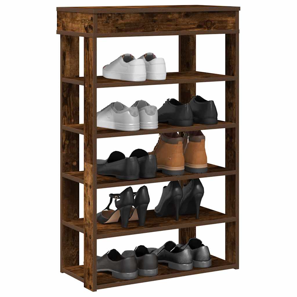 Vidaxl Shoe Rack 60x30x98 cm bearbetat trä rökt ekfärgad