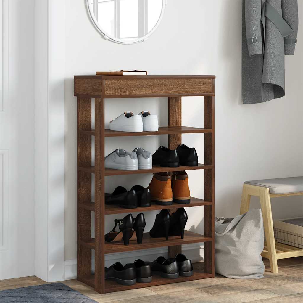 Vidaxl Shoe Rack 60x30x98 cm forarbejdet træbrun eg farve