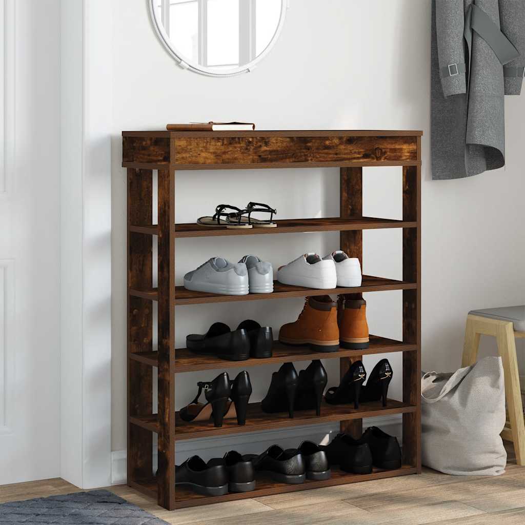 Vidaxl Shoe Rack 80x30x98 cm bearbetad trä rökt ekfärgad