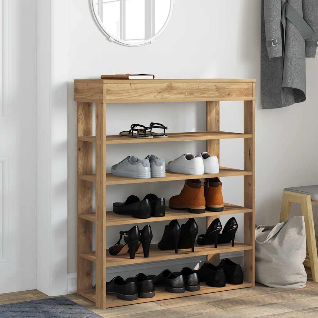 Vidaxl Shoe Rack 80x30x98 cm przetworzony drewniany drewniany kolor dębowy