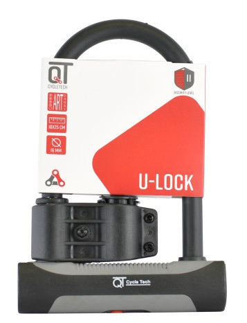 U-Lock U Cycletech aprobado por un recubrimiento de vinilo resistente a la corrosión 180x245 mm que incluye 2 teclas