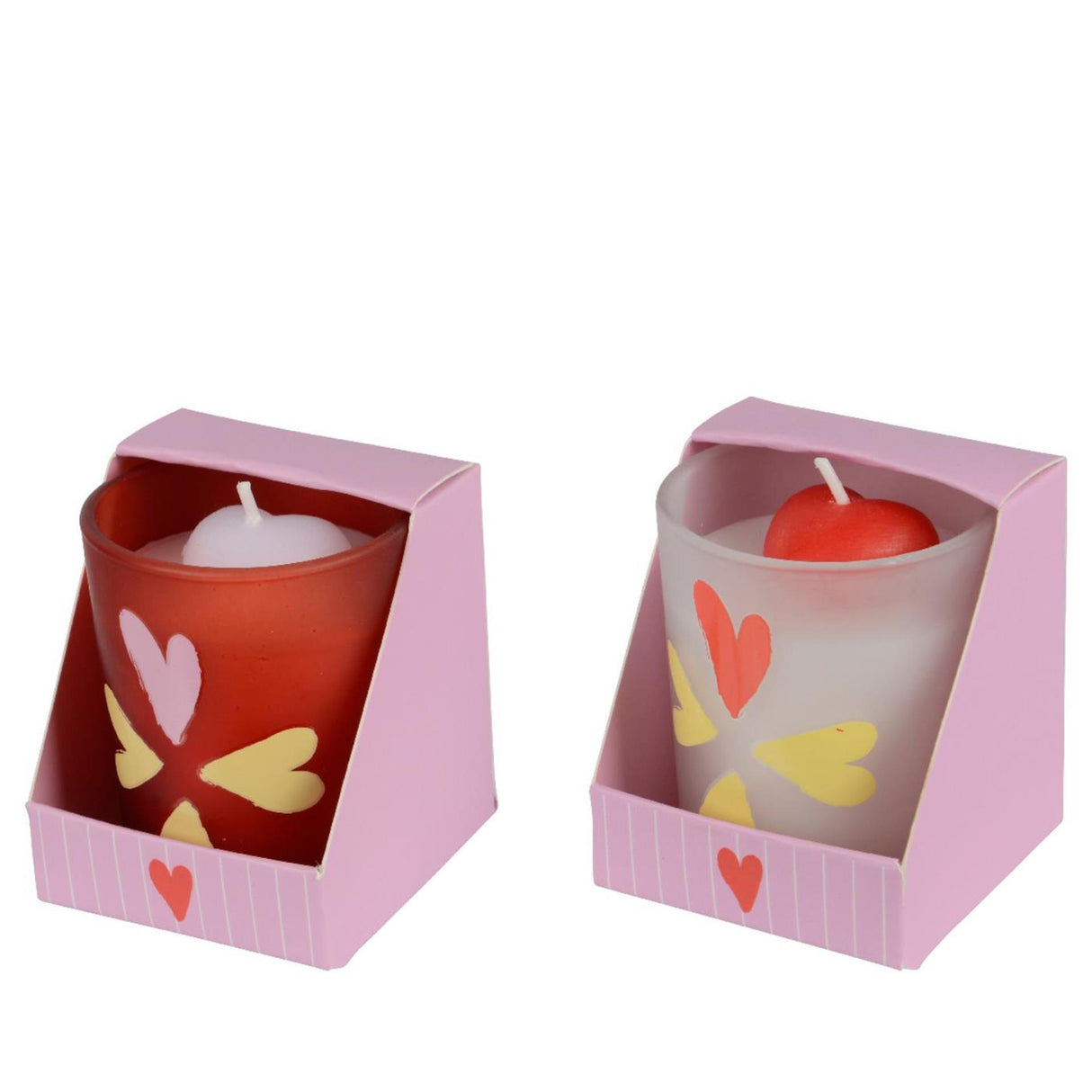 Decoris svíčka ve skle v.6,8cm srdce