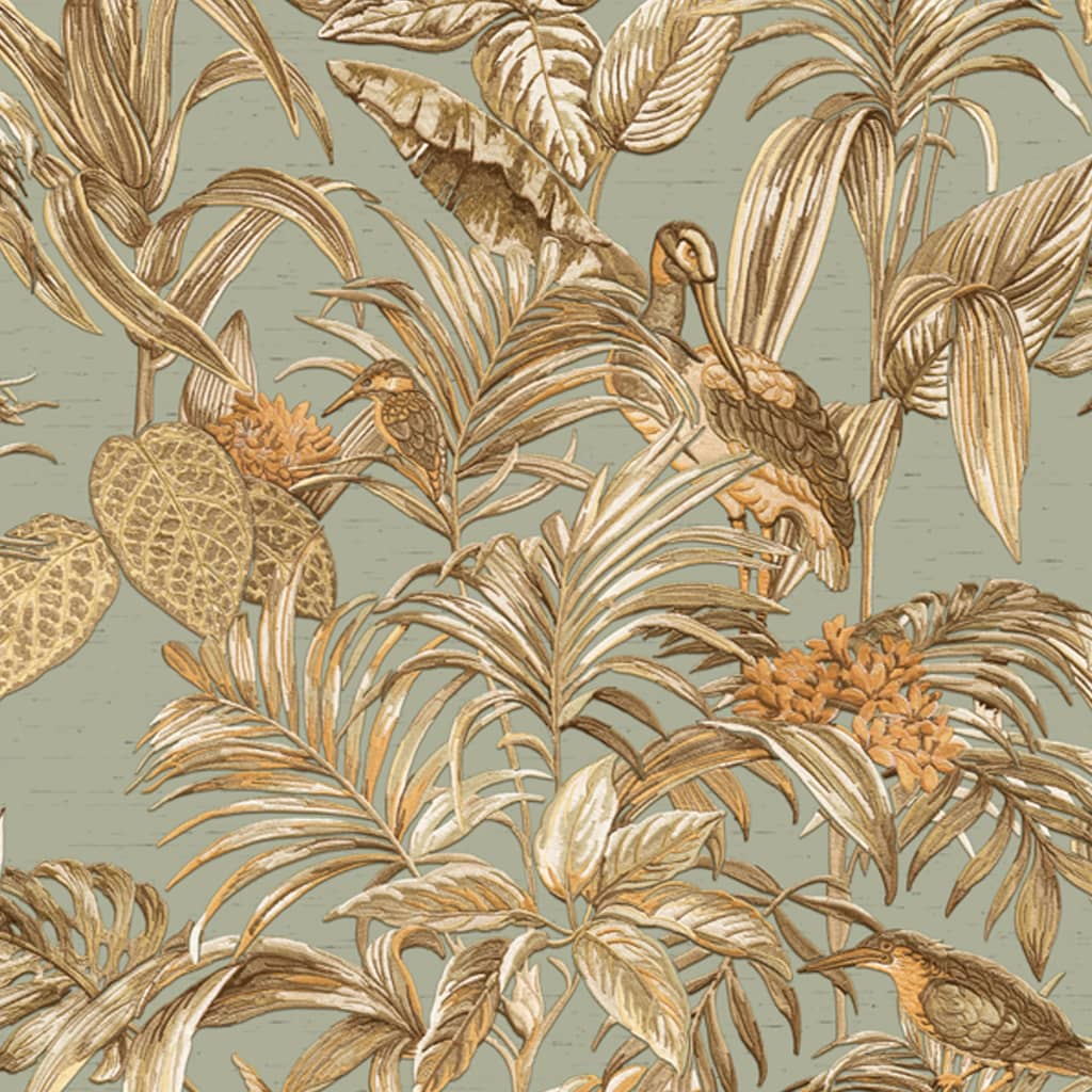 Hollandske Wallcoverings Dutch Wallcoverings Tapet Bird-of-Paradise Groenblauw