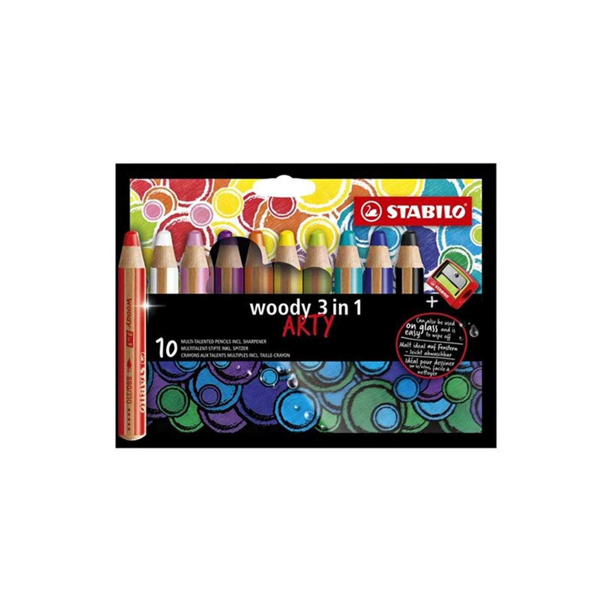 Abi stlo woody 3 in 1 arty colored pencils case of 10 pieces + sharpener