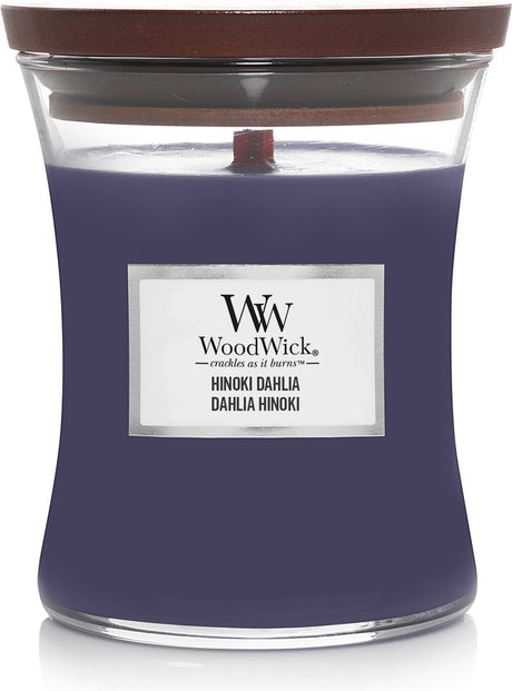 Woodwick timglas medium doftljus - hinoki dahlia - 60 brinnande timmar