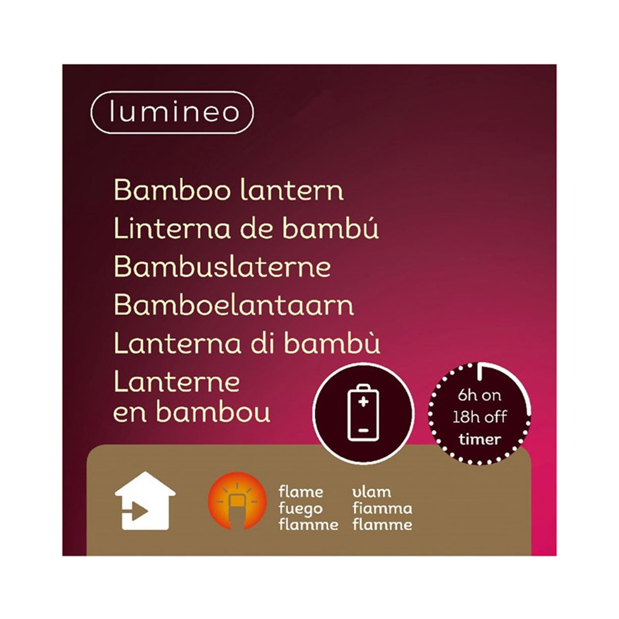 Decoris LED-Lantern Bambus 25x25x27,5cm