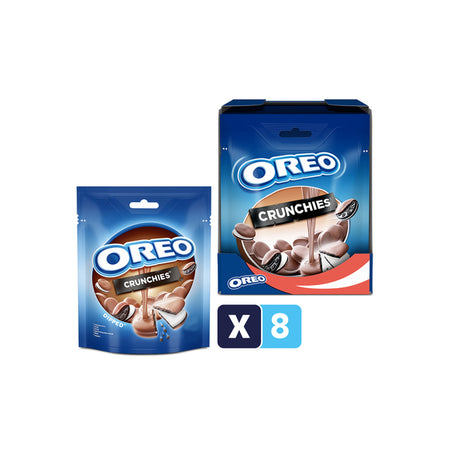 Oreo-Crunchies-Kekse, Schokoladenkakao mit Vanillecremefüllung und Überzug mit Milchschokoladengeschmack – Schachtel 8 x 110 g – Beutel – Kekse zum Teilen und Knabbern