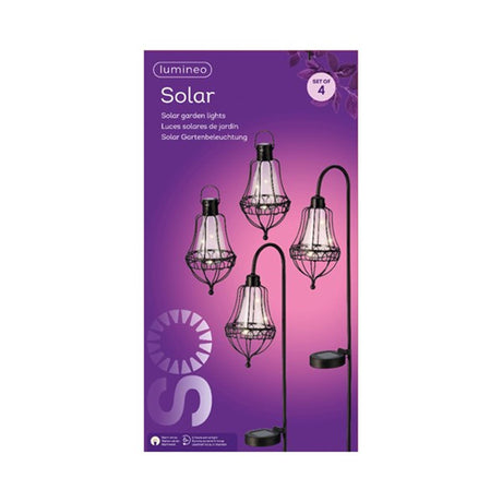 Lumineo LED solar lantern set metal 4-piece