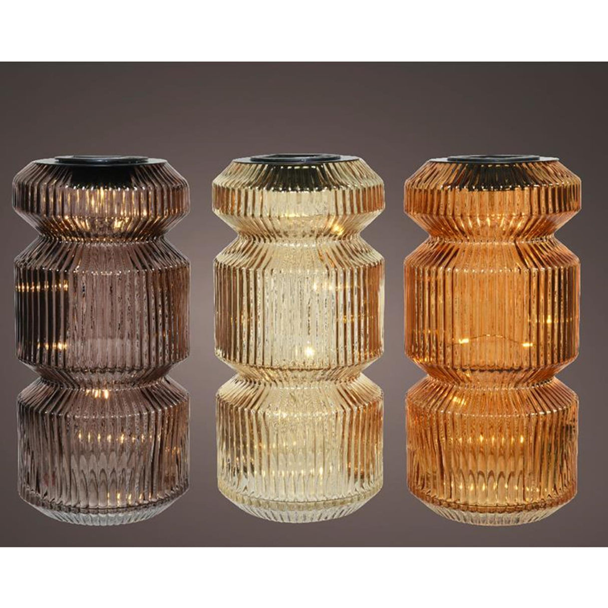Lumineo LED solar bordlampe ã˜12-h25cm glass tilgjengelig i 3 forskjellige farger