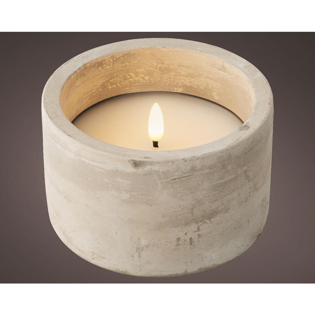 Lumineo led candle flame effect dia12cm gray