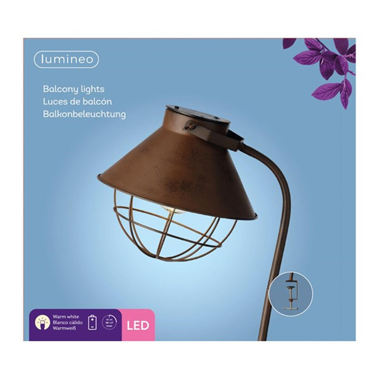 Lumineo LED zunanja balkonska razsvetljava s spono
