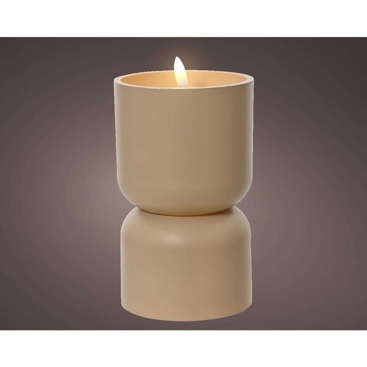 Lumineo LED candle flame effect diabolo 16cm cream
