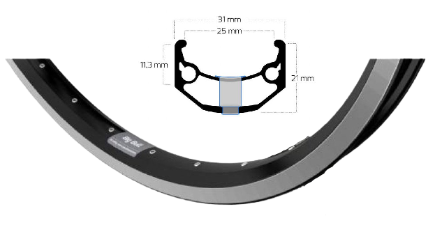 Ryde Velg Bull 26 palcev (559) Črni zavorni rob 36 lukenj 14g