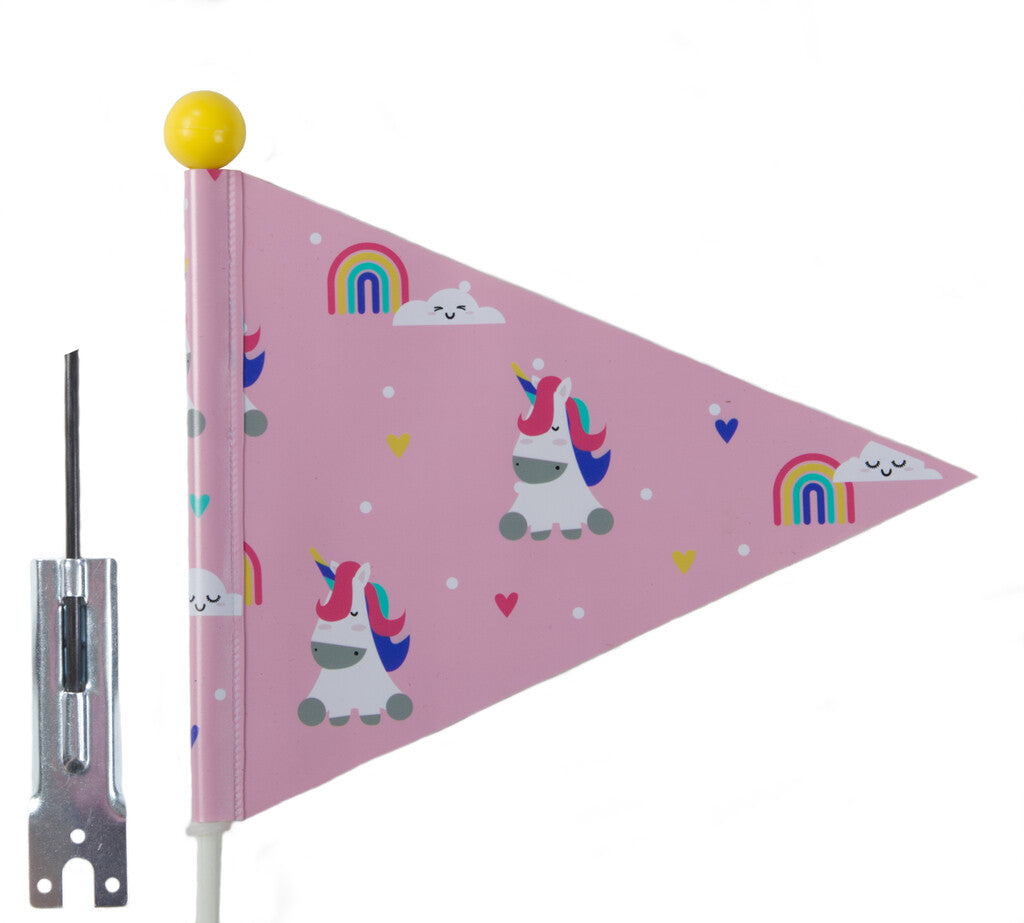 Bandera de seguridad Pexkids Unicorn Pink con estampado de unicornio